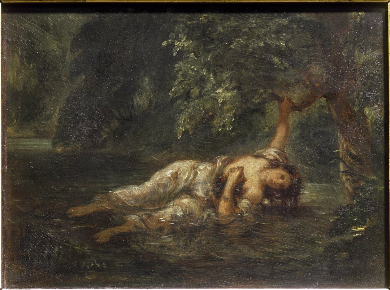 A morte de Ofélia - óleo sobre tela de Ferdinand Victor Eugene Delacroix