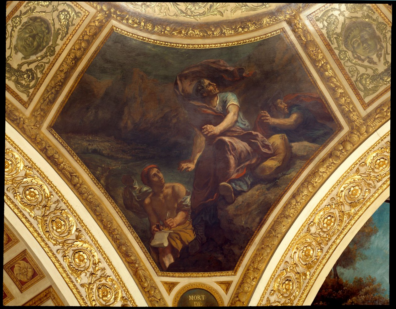 A morte de Plínio o Ancião (23-79 d.C.) durante a erupção da Pintura Vesuva por Eugene Delacroix (1798-1863) decorando a cúpula da Bibliotheque da Assembleia Nacional de Ferdinand Victor Eugene Delacroix