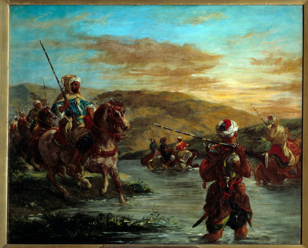 A passagem de uma deixa em Marrocos. Pintura de Eugene Delacroix (1798-1863) de Ferdinand Victor Eugene Delacroix