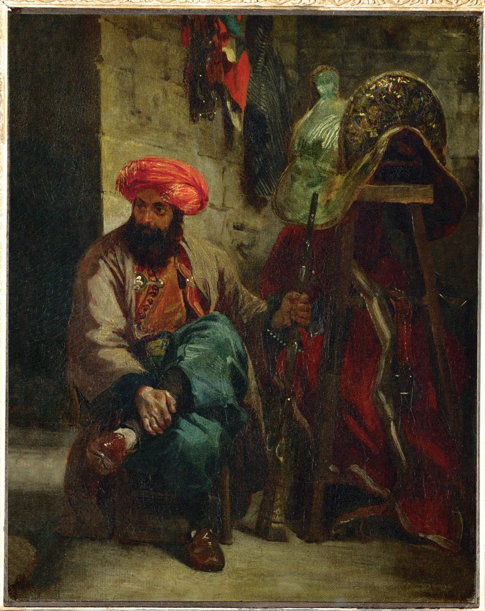 Turco com sela ... de Ferdinand Victor Eugene Delacroix