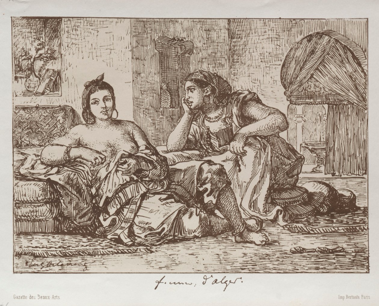 Mulheres de Argel, 1833. de Ferdinand Victor Eugene Delacroix