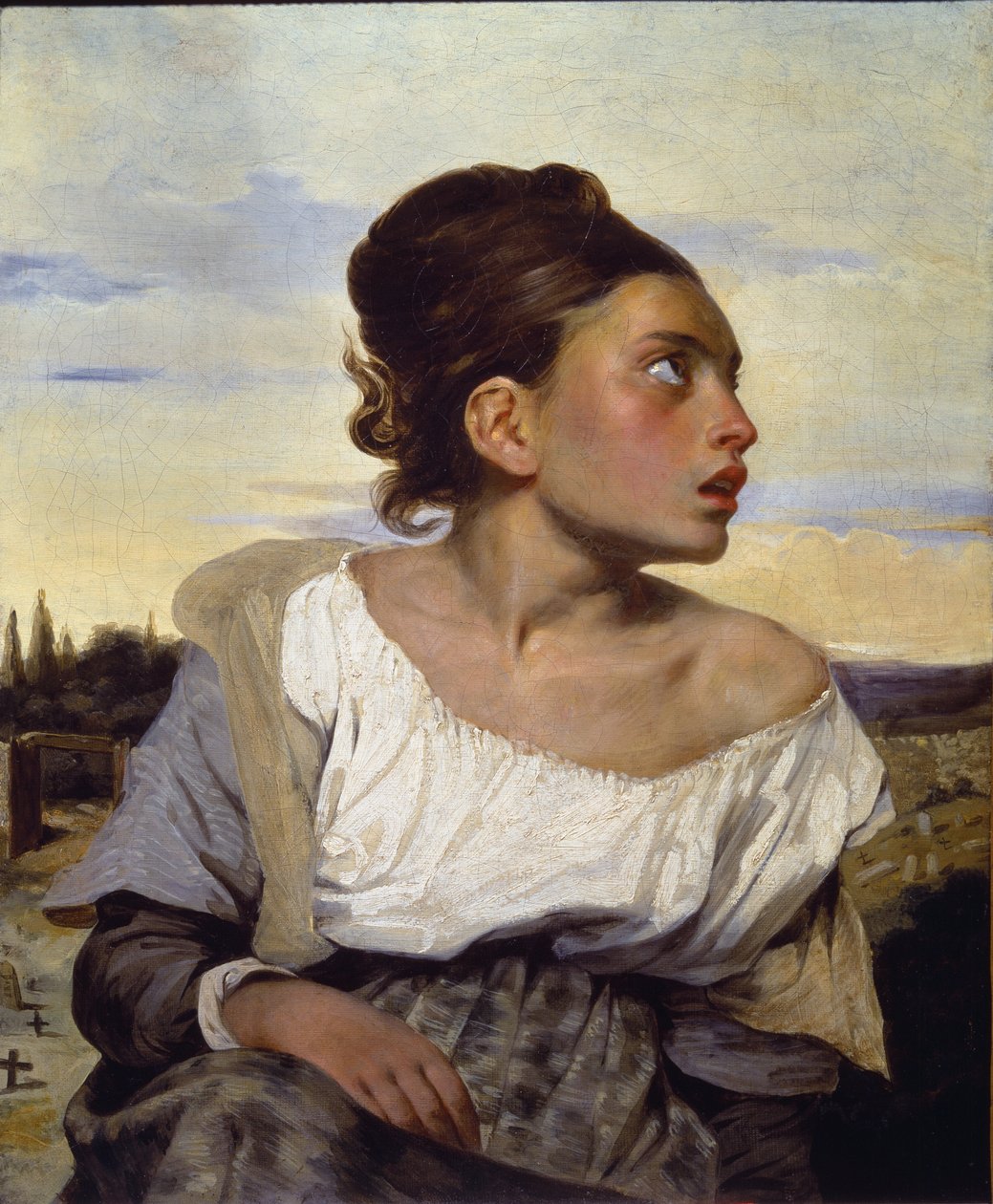 Jovem órfão no cemitério - óleo sobre tela de Ferdinand Victor Eugene Delacroix