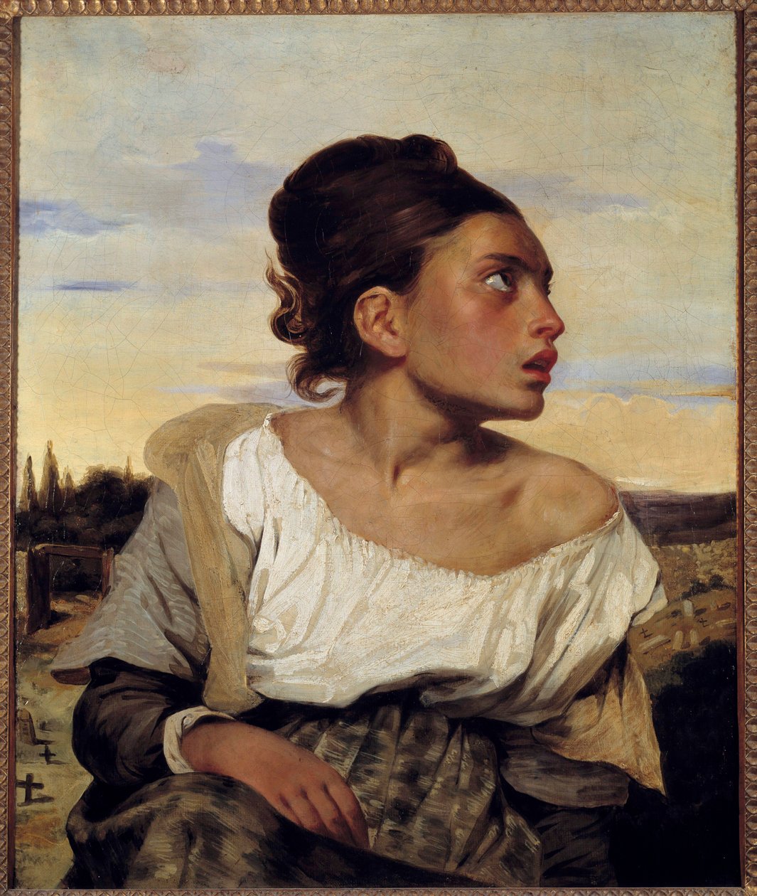 Jovem órfão no cemitério Pintura de Eugene Delacroix (1798-1863) 1824 Sun. 0,65x0,54 m de Ferdinand Victor Eugene Delacroix