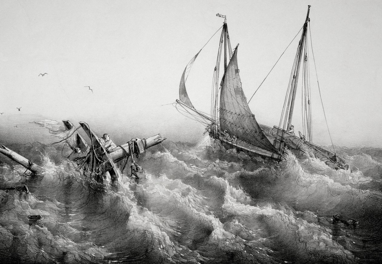 Depois da tempestade, Por Ferdinand Perrot (1808-1841), Litografia de Ferdinand Victor Perrot