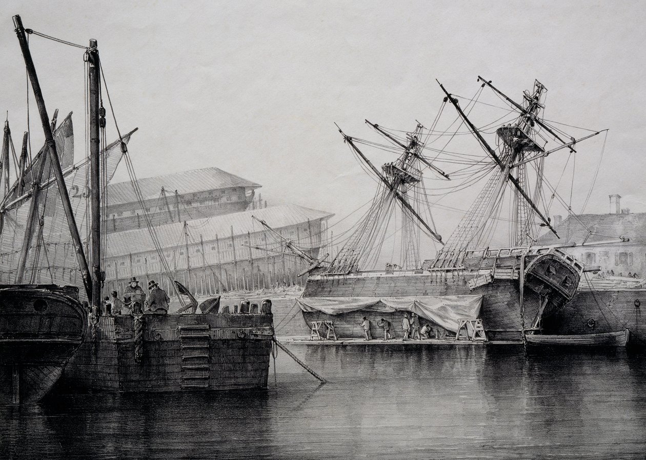 Brigantine, litografia de Ferdinand Perrot de Ferdinand Victor Perrot