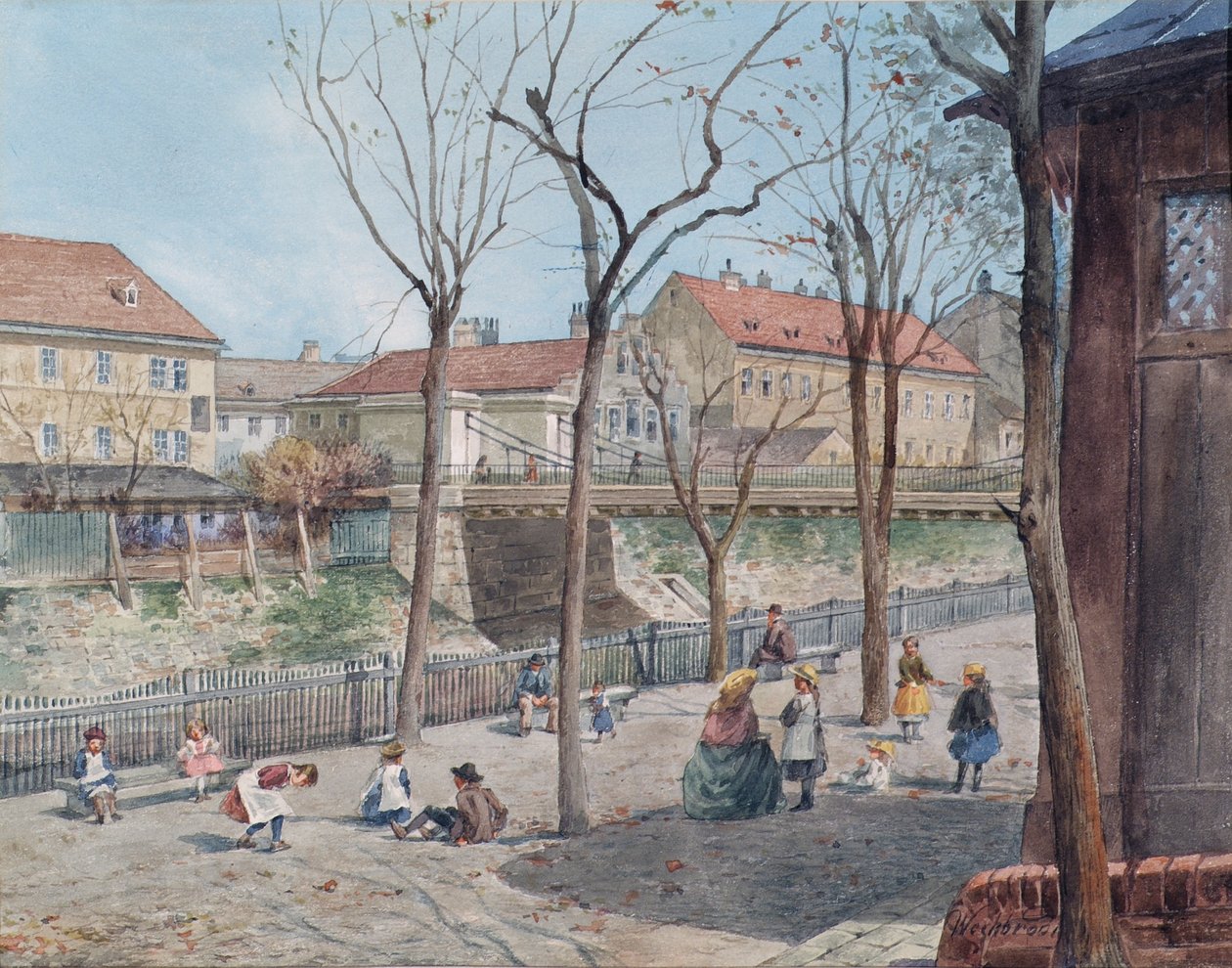 A ponte em cadeia sobre o rio Viena de Ferdinand Weckbrodt