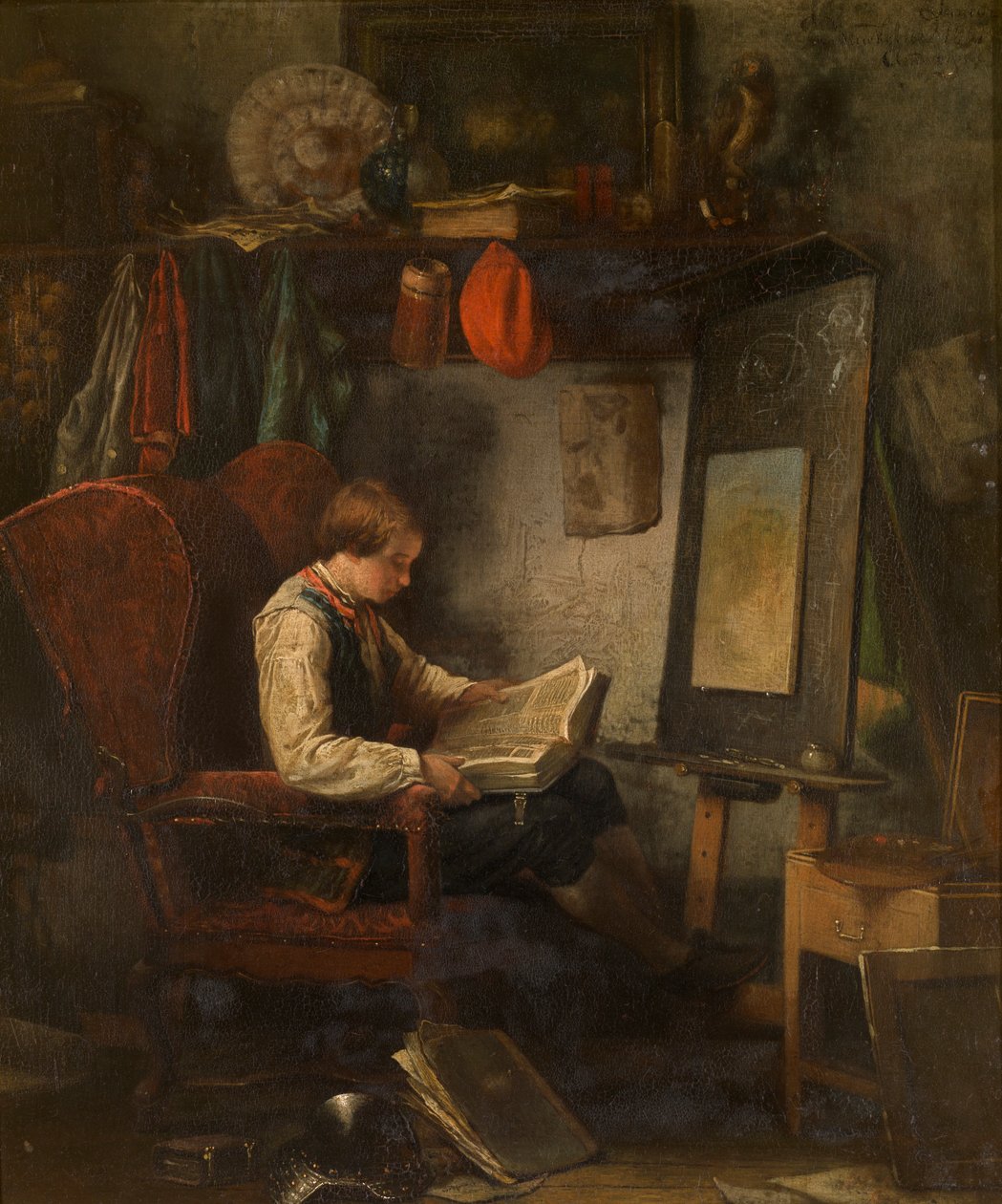 Jovem Artista num Estúdio (óleo sobre painel) de Ferdinand de Braekeleer