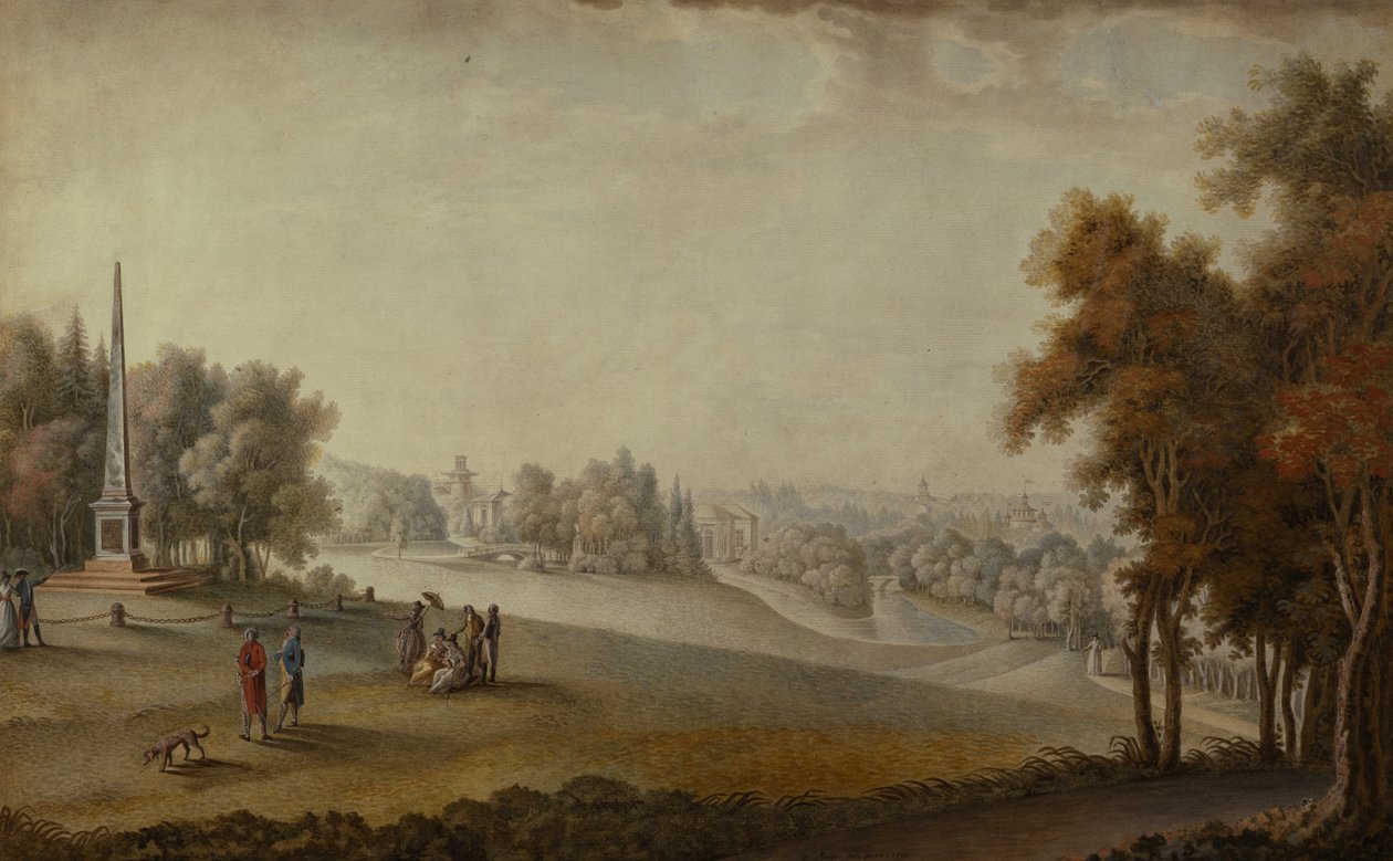 Vista do parque em Tsarskoye Selo, 1793 de Ferdinand de Meys