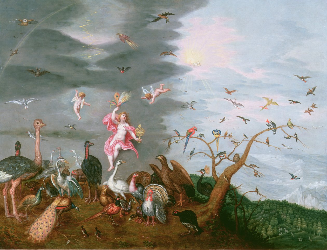 Uma Alegoria do Ar (óleo sobre cobre) de Ferdinand van Kessel