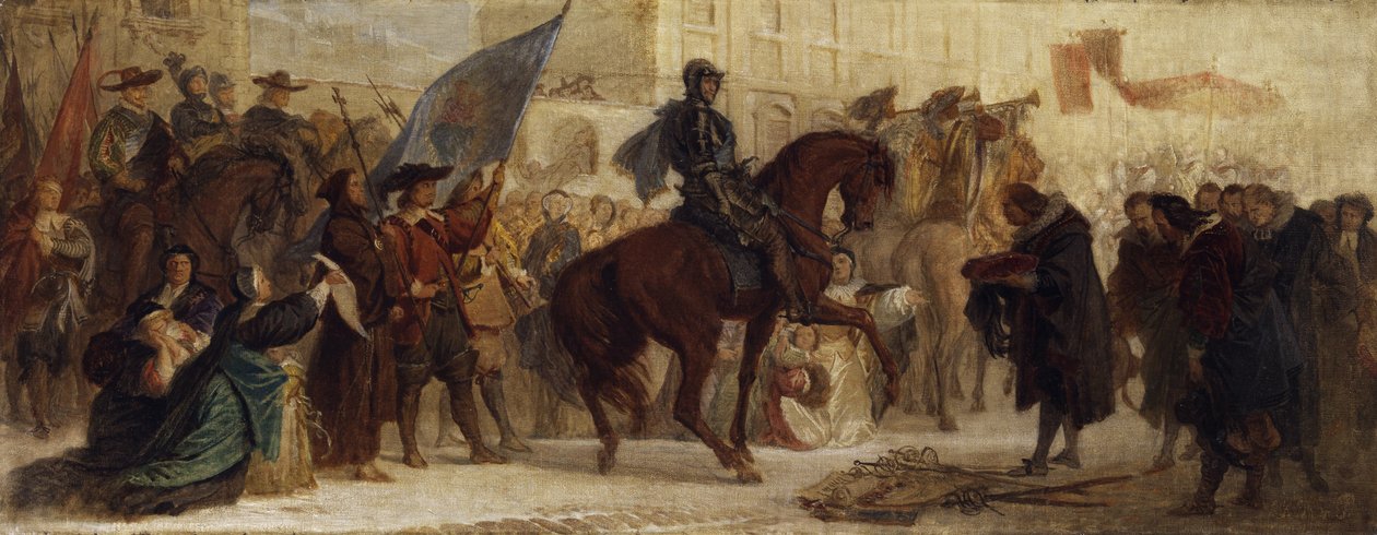 Entrada de Maximiliano I em Praga após a vitória na Montanha Branca em 1620 de Ferdinand von Piloty