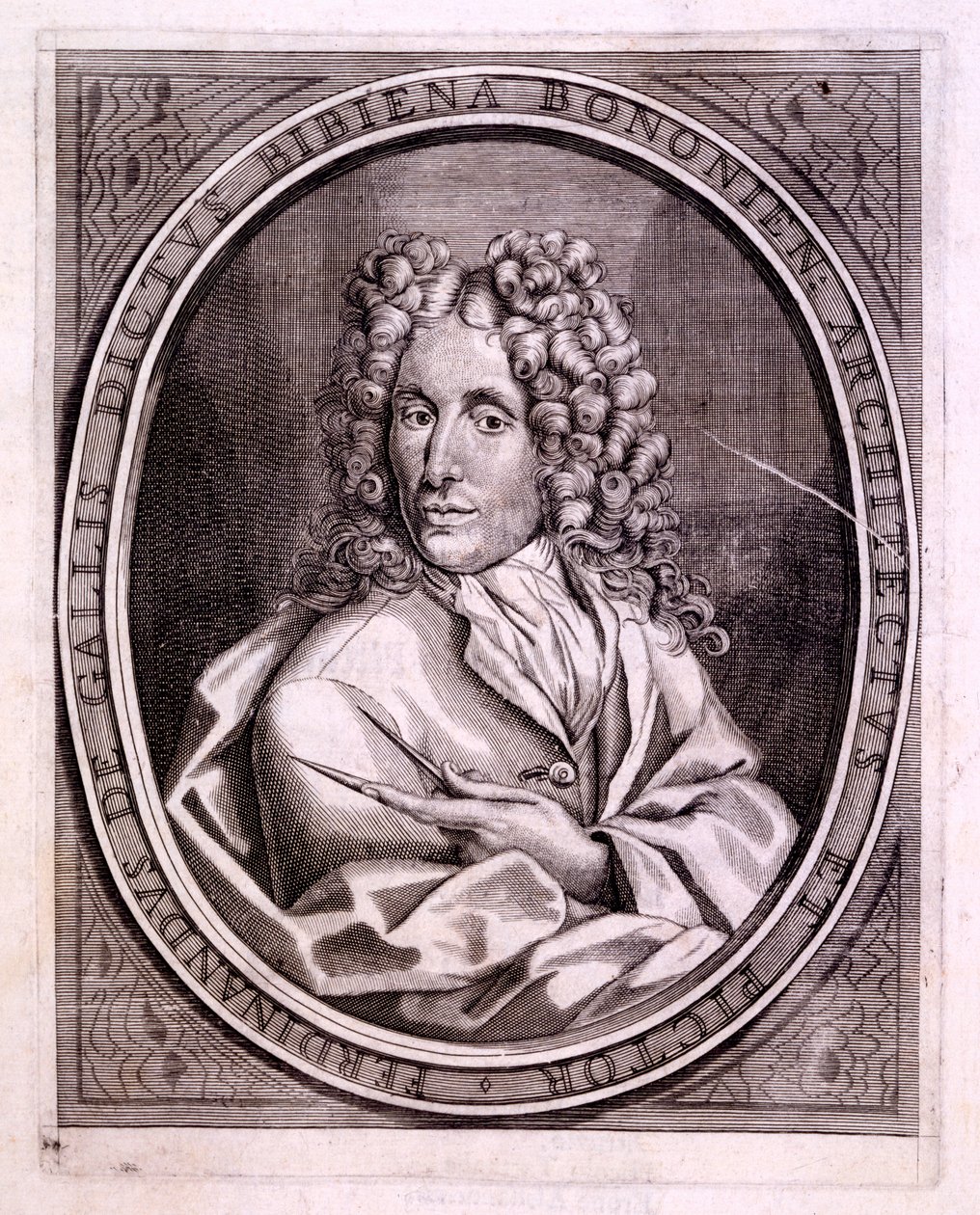 Auto-retrato, ilustração de &39;L&39;Architettura Civile&39;, de Ferdinando Galli da Bibiena, publicado em 1711 de Ferdinando Galli Bibiena