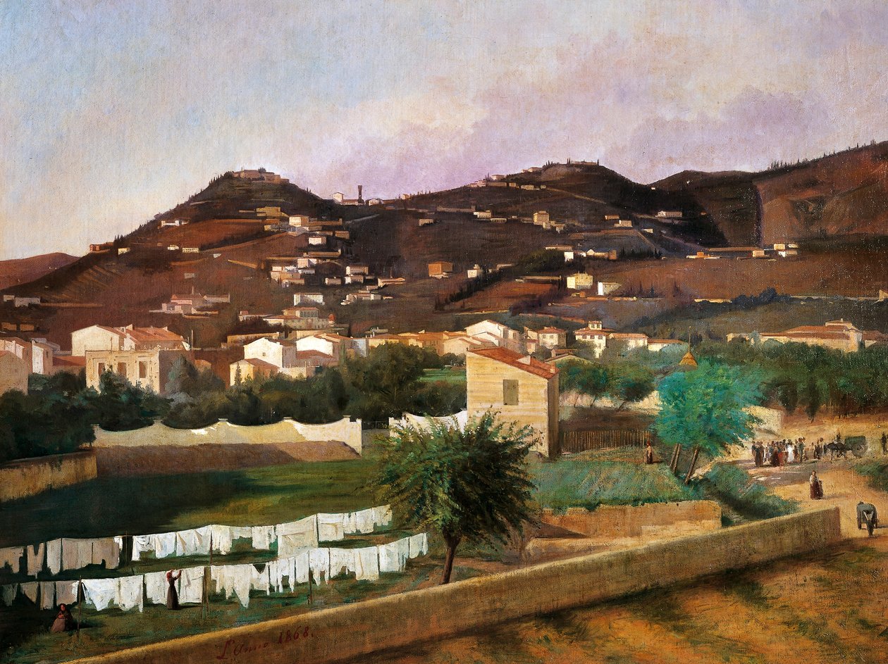 Vista da Colina de Fiesole por Ferdinando Buonamici (1820-92), óleo sobre tela, 88x119 cm de Ferdinando Buonamici