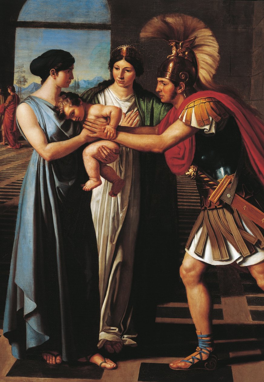 Andromache a interceptar Hector na Porta do Scaean (detalhe) de Ferdinando Castelli