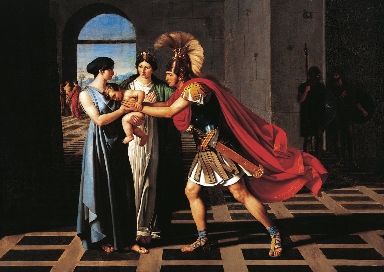 Andromache interceptando Hector na Porta do Scaean de Ferdinando Castelli