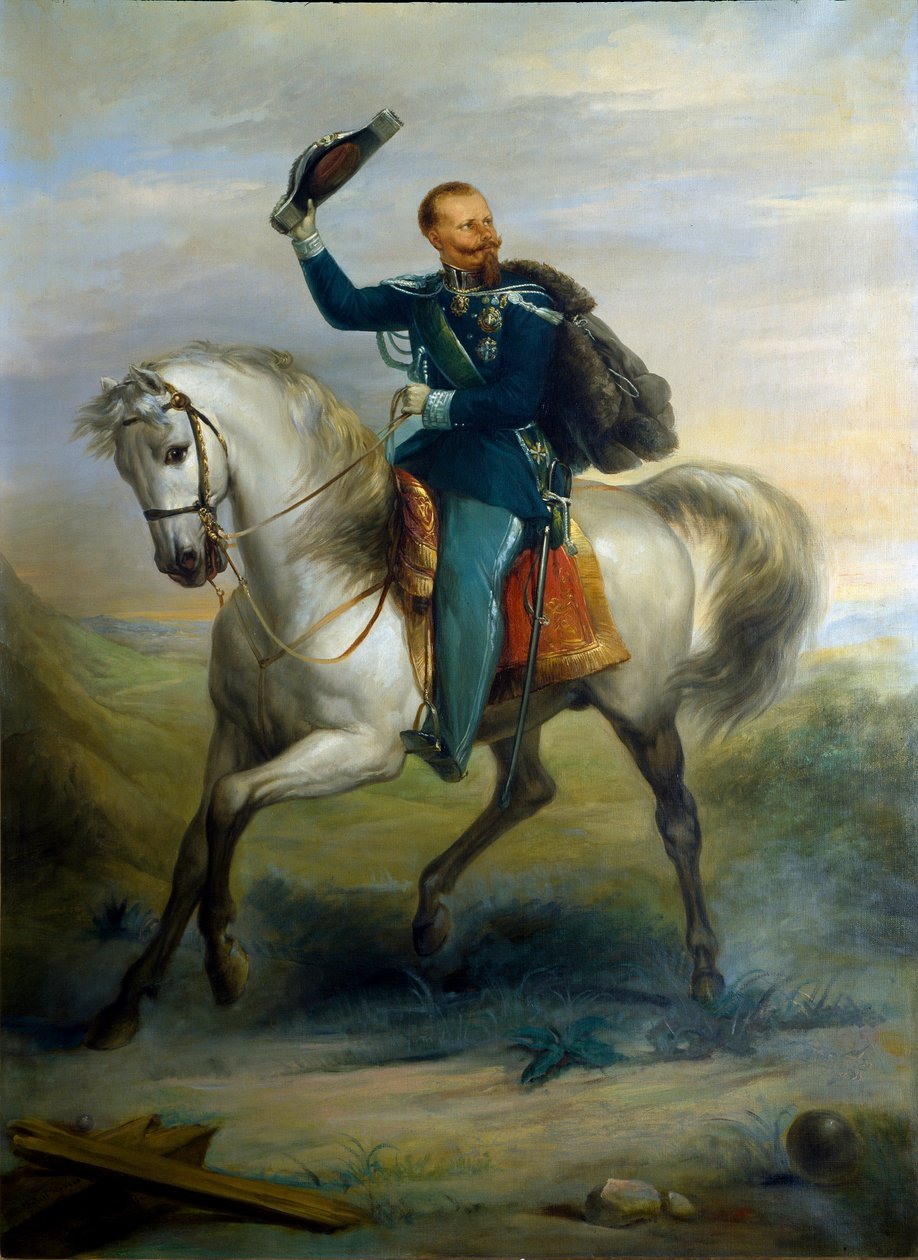 Retrato do Rei da Itália Vittorio Emanuele a Cavalo de Ferdinando Folchi