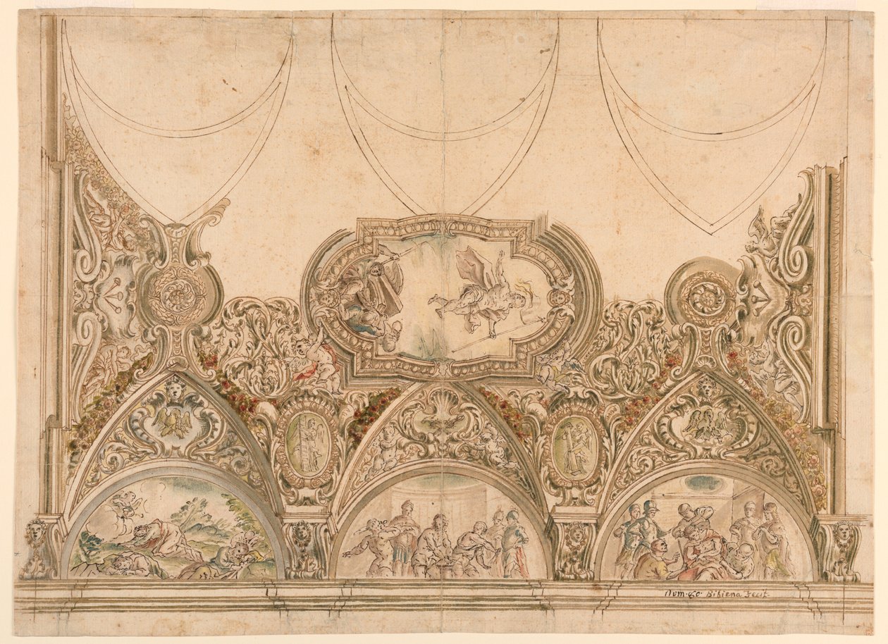 Projeto para a decoração do teto de uma capela de Ferdinando Galli Bibiena
