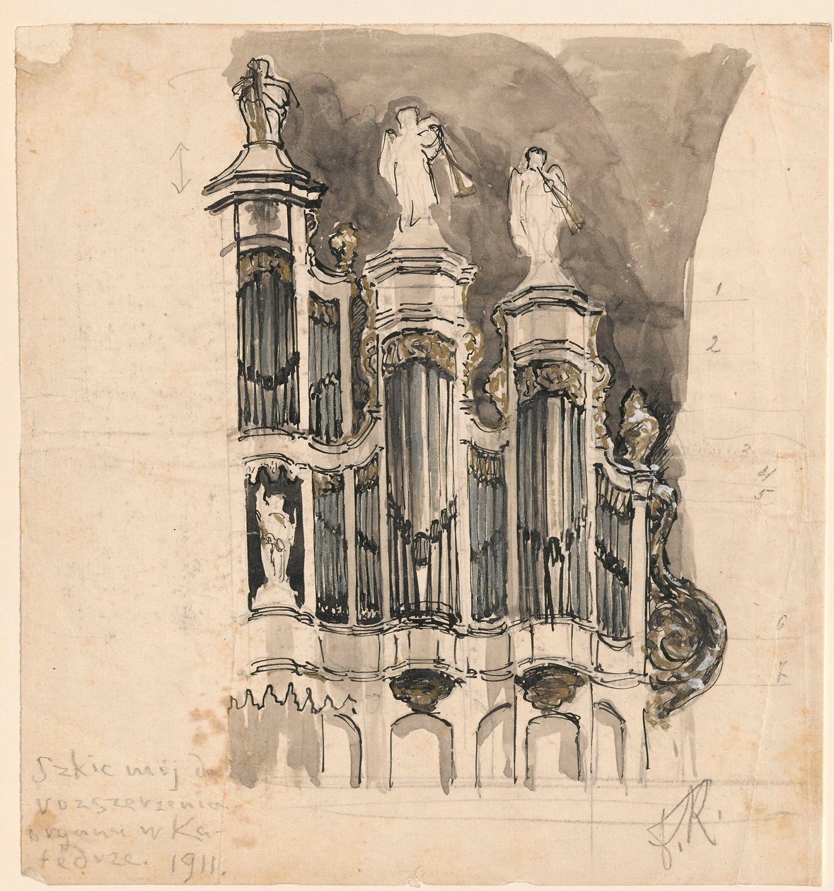 Órgão da catedral de Vilnius, detalhe de Ferdynand Ruszczyc