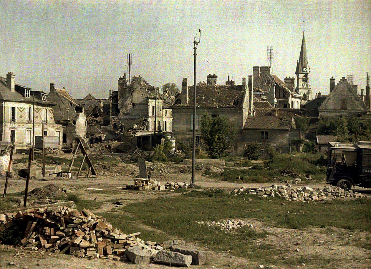 Panorama de Saint-Waast, Soissons, Aisne, França, 1917 (autocrômico) de Fernand Cuville