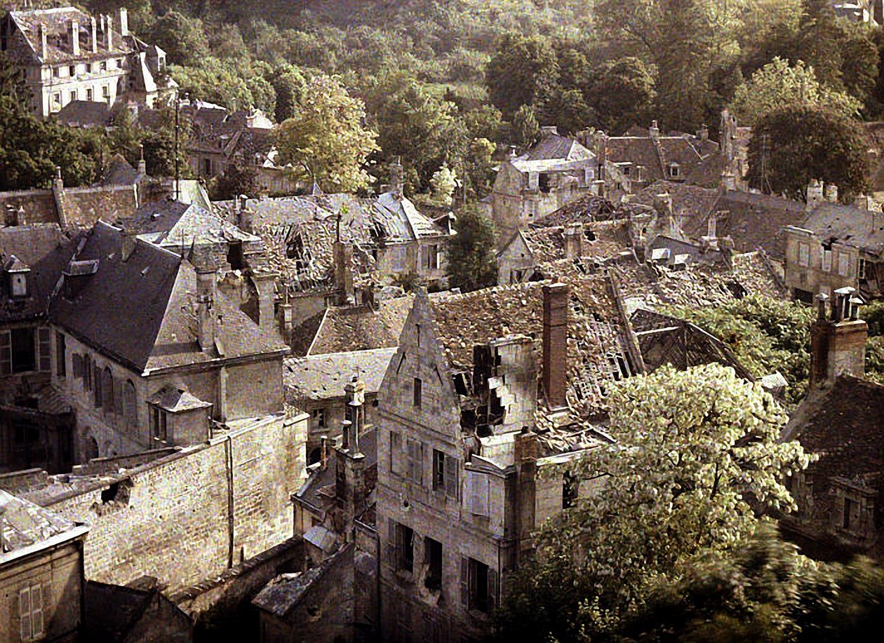 Vista de Soissons, Aisne, França, 1917 (autocrômico) de Fernand Cuville