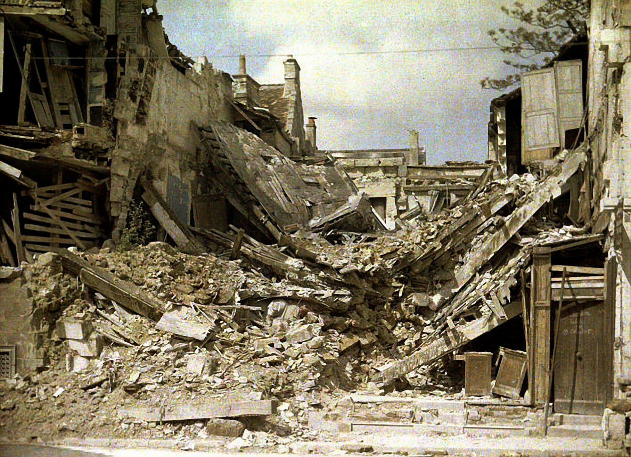 Vista, de, ruínas, Soissons, Aisne, frança, 1917, (autochrome) de Fernand Cuville