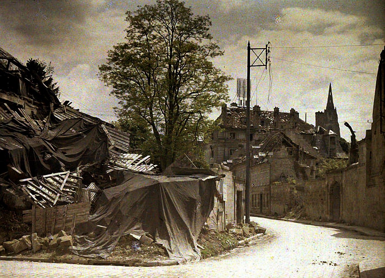 Vista, de, ruínas, Soissons, Aisne, frança, 1917, (autochrome) de Fernand Cuville