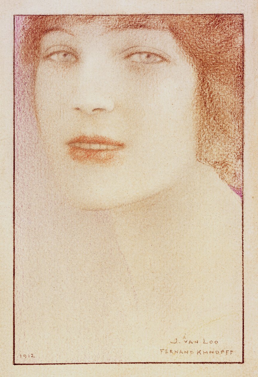 Retrato de uma mulher, 1912 (pastel sobre papel) de Fernand Khnopff