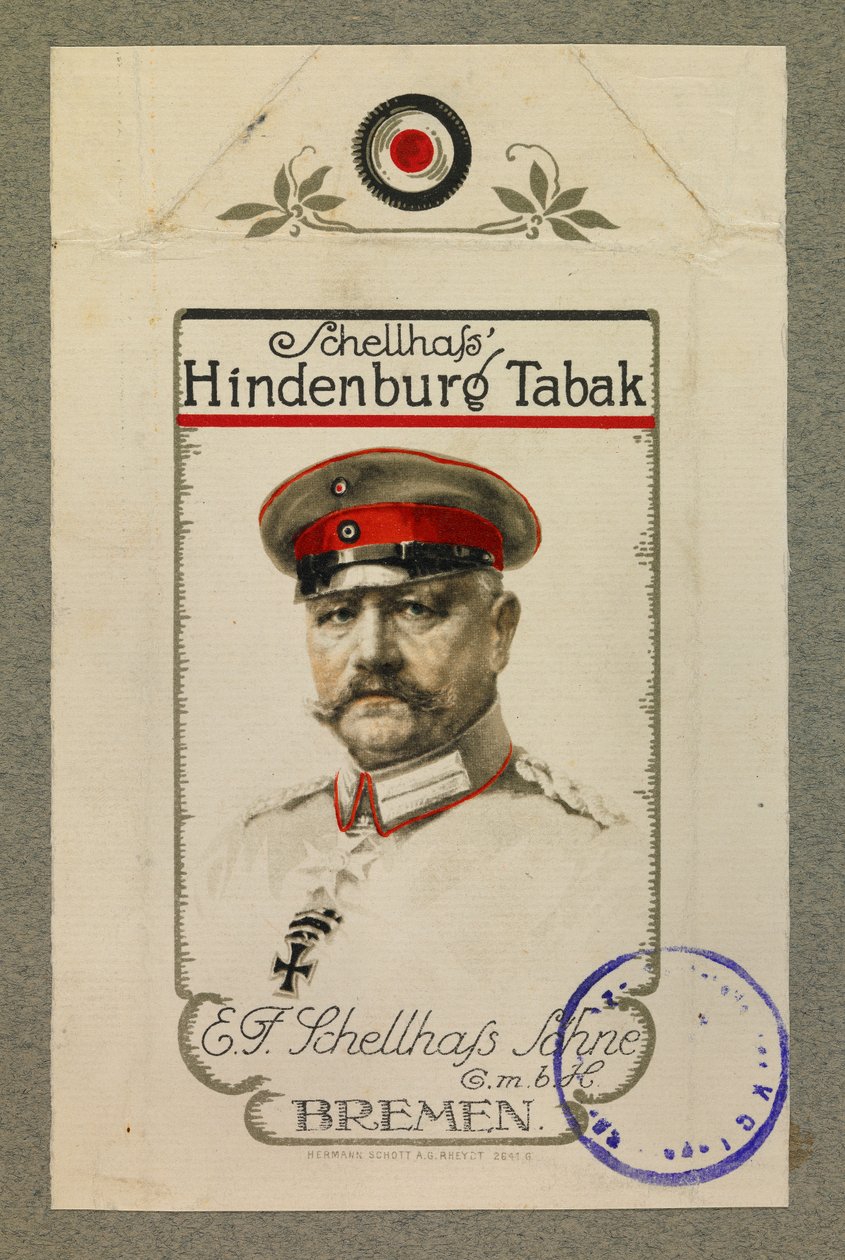 Retrato de Hindenbourg num maço de tabaco de Fernand Barbier
