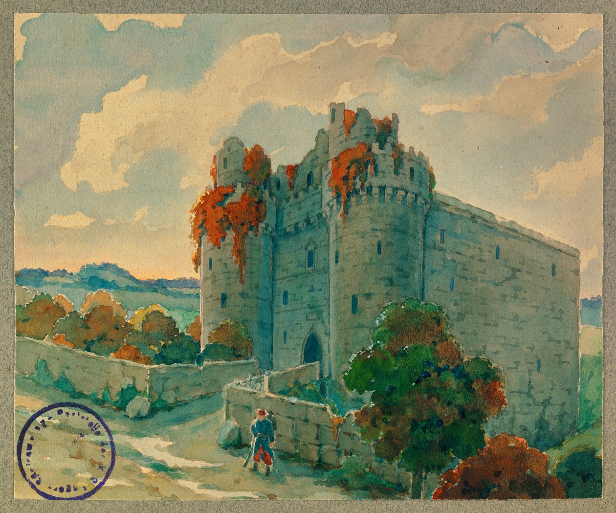 A 306ª infantaria em repouso, no castelo de Berzy le Sec de Fernand Barbier