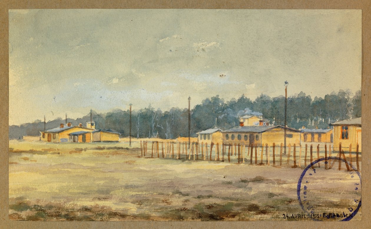 Vista do lado oeste das cozinhas e cantinas do acampamento de Fernand Barbier