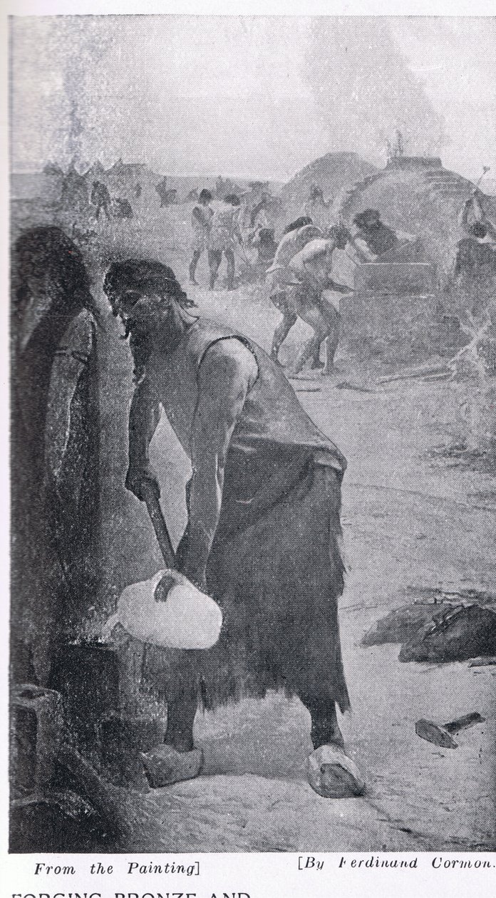 Forjando bronze e ferro, ilustração da "História das Nações de Hutchinson", c.1910 de Fernand Cormon