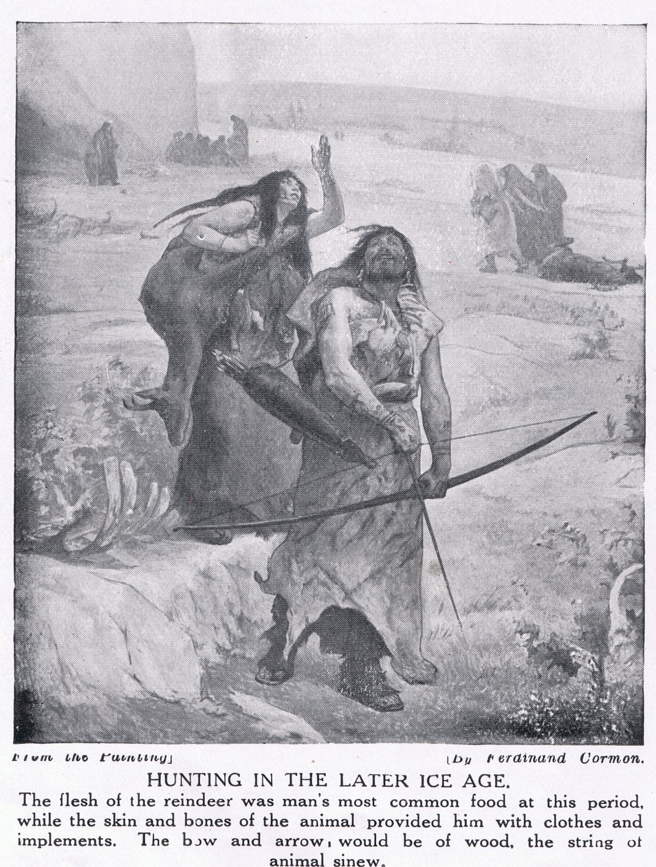 Caça na última Idade do Gelo, ilustração da "História das Nações de Hutchinson", c.1910 de Fernand Cormon