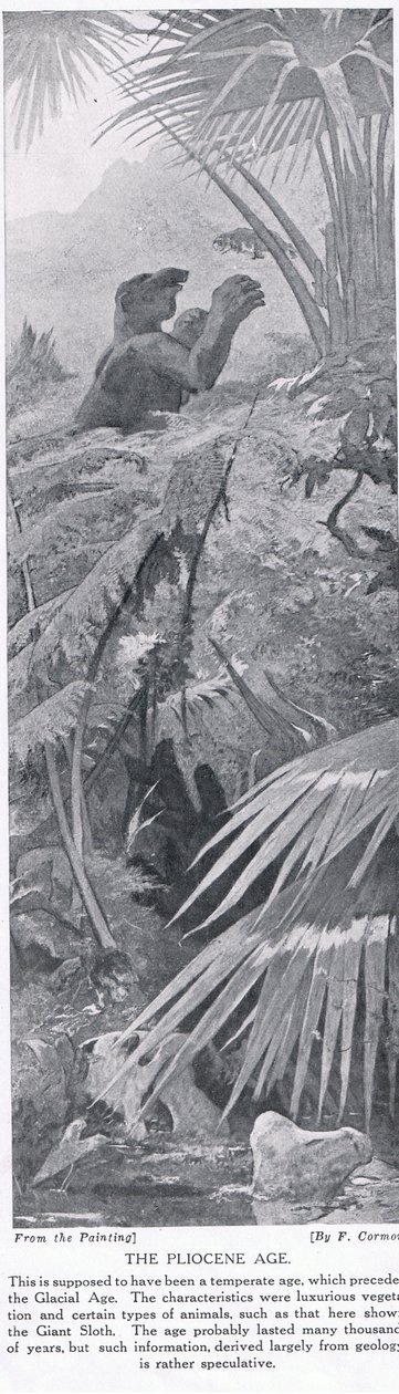 A era do Plioceno, ilustração da "História das Nações de Hutchinson", c.1910 de Fernand Cormon