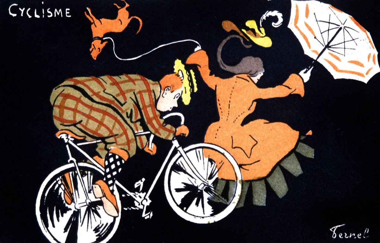 Ciclismo, c.1910-20 (postal) de Fernand Fernel