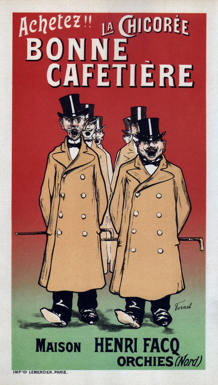 Cartaz do Cafetiere de La Chicoree Bonne, 1899 de Fernand Fernel