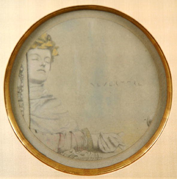 Dreamer, c.1900 (lápis e giz colorido sobre papel cinzento) de Fernand Khnopff