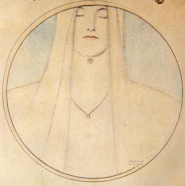 Cabeça de uma Mulher (pastel sobre papel) de Fernand Khnopff