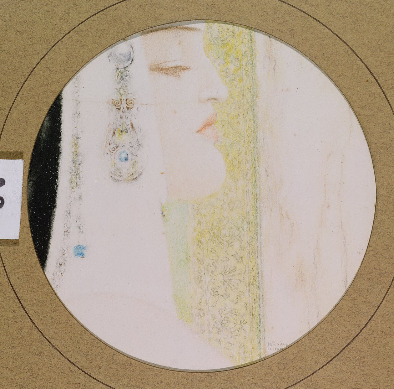 Cabeça de uma mulher, c.1908 (pastel sobre papel) de Fernand Khnopff