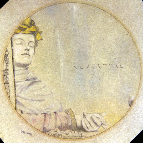 Nevermore (lápis e gizes coloridos sobre papel) de Fernand Khnopff