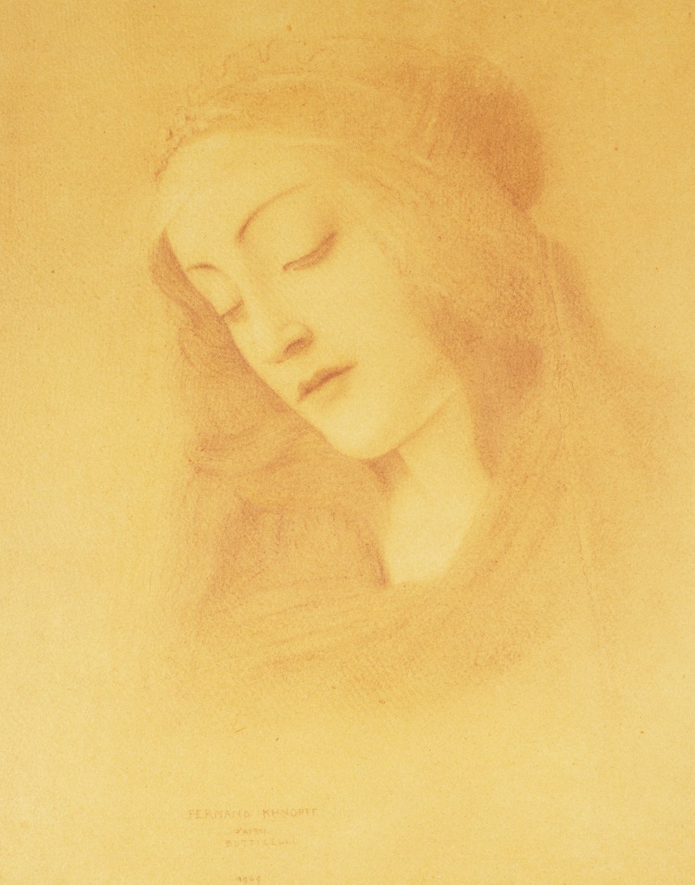 A Virgem depois de Botticelli; A Virgem de Apres Botticelli, 1909 de Fernand Khnopff