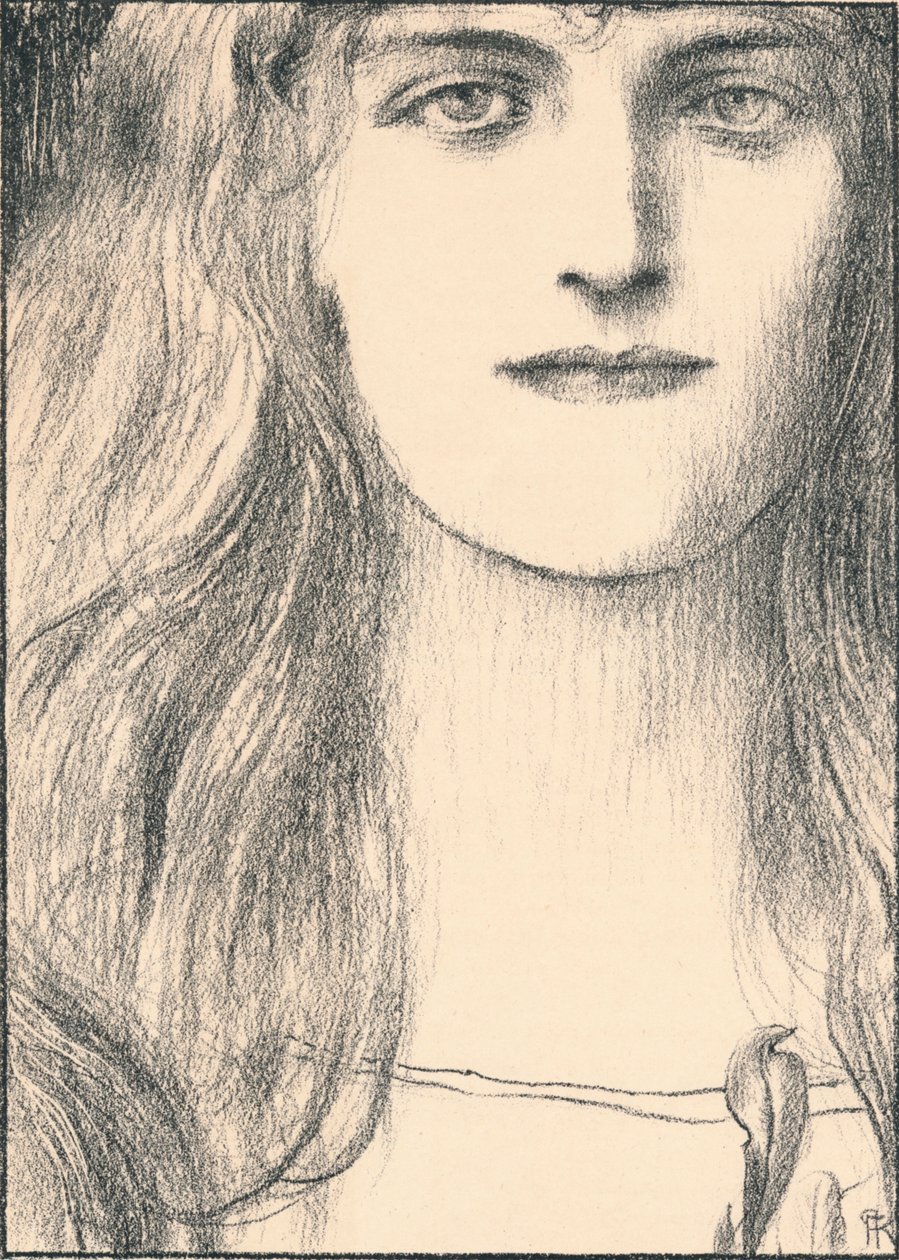 Uma cabeça na frente, 1898 de Fernand Khnopff