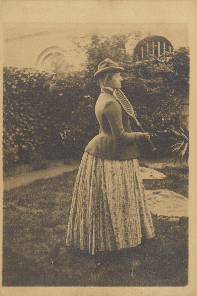 Mulher com uma raquete de tênis, Estudo para "Memórias, c.1889 (estampa de gelatina prateada) de Fernand Khnopff