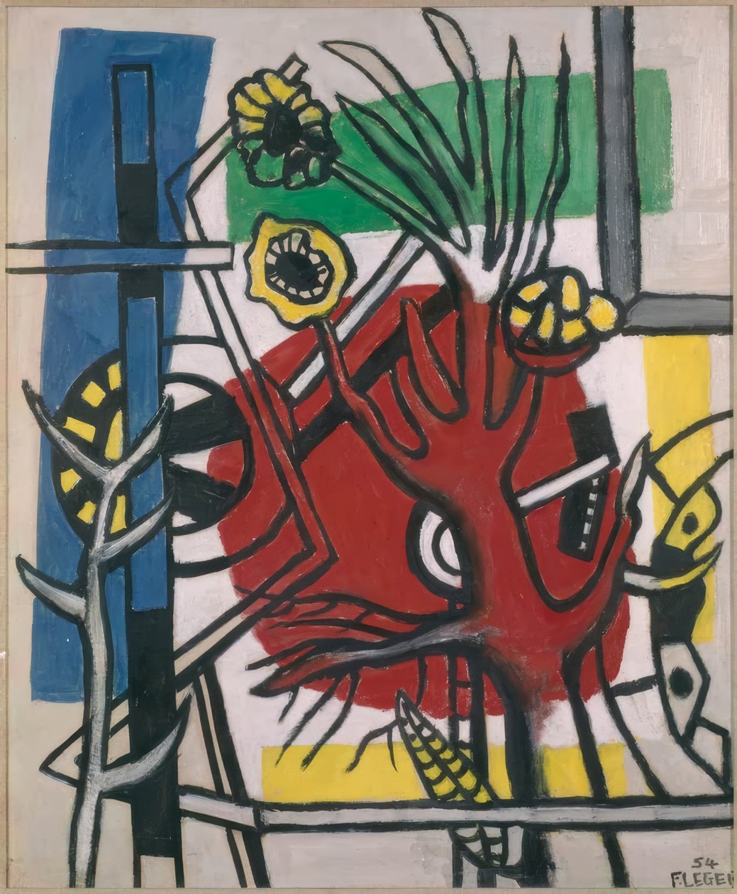 Árvore sobre fundo vermelho de Fernand Leger