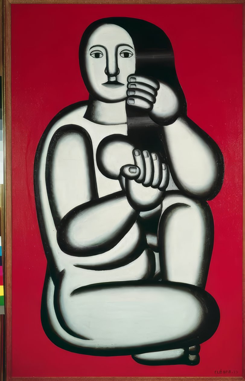 Nu feminino sobre fundo vermelho de Fernand Leger
