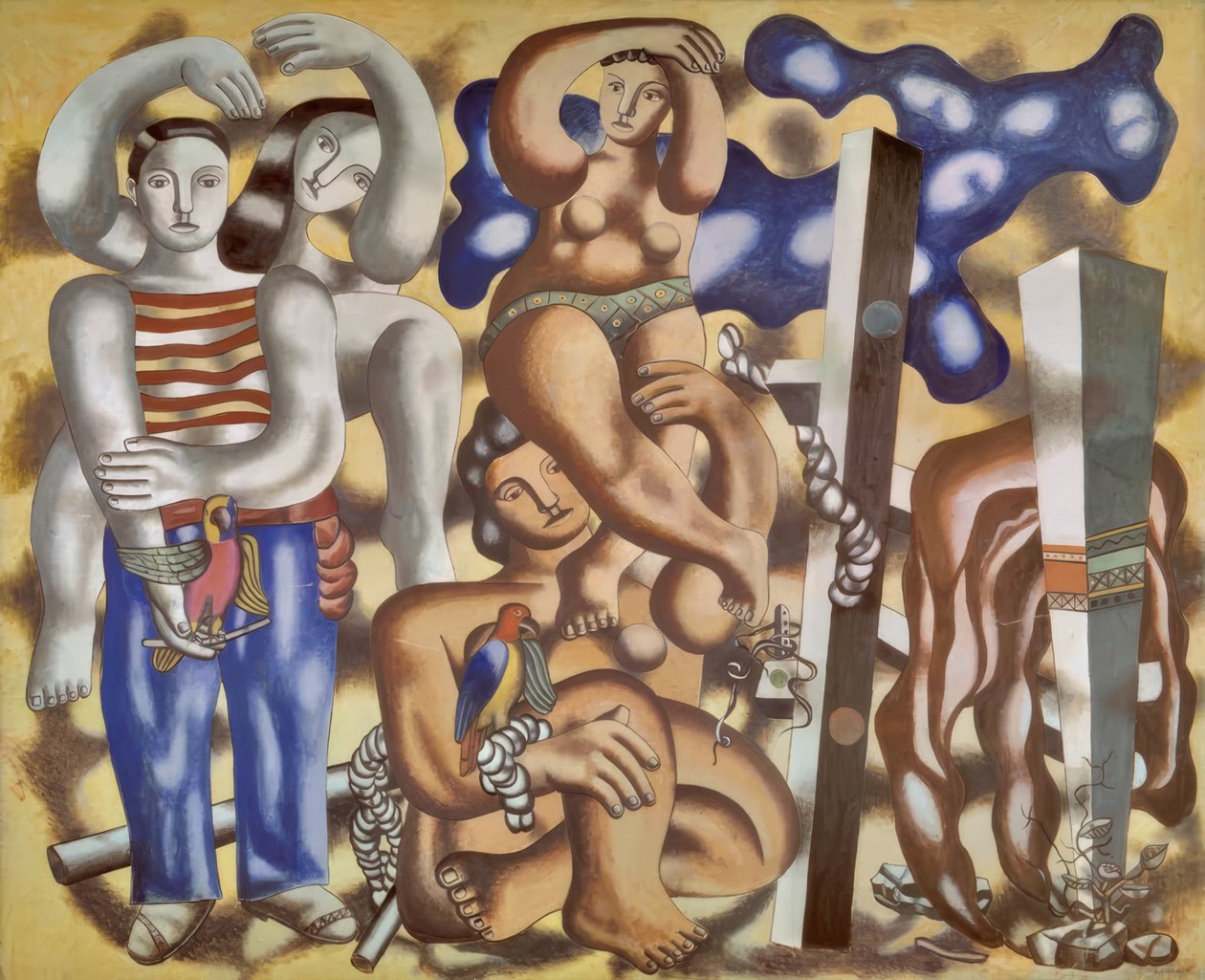Composição com dois papagaios de Fernand Leger