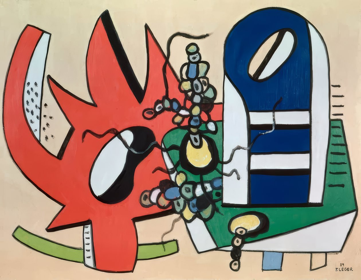 Natureza morta em vermelho e azul de Fernand Leger