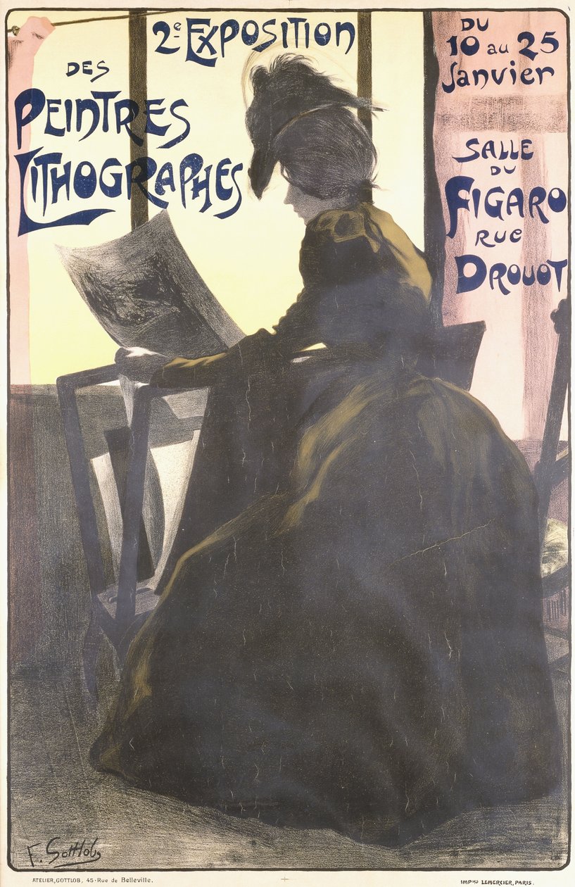 Cartaz da &39;Segunda Exposição de Pintores de Litografia&39;, Salle du Figaro, Paris de Fernand Louis Gottlob