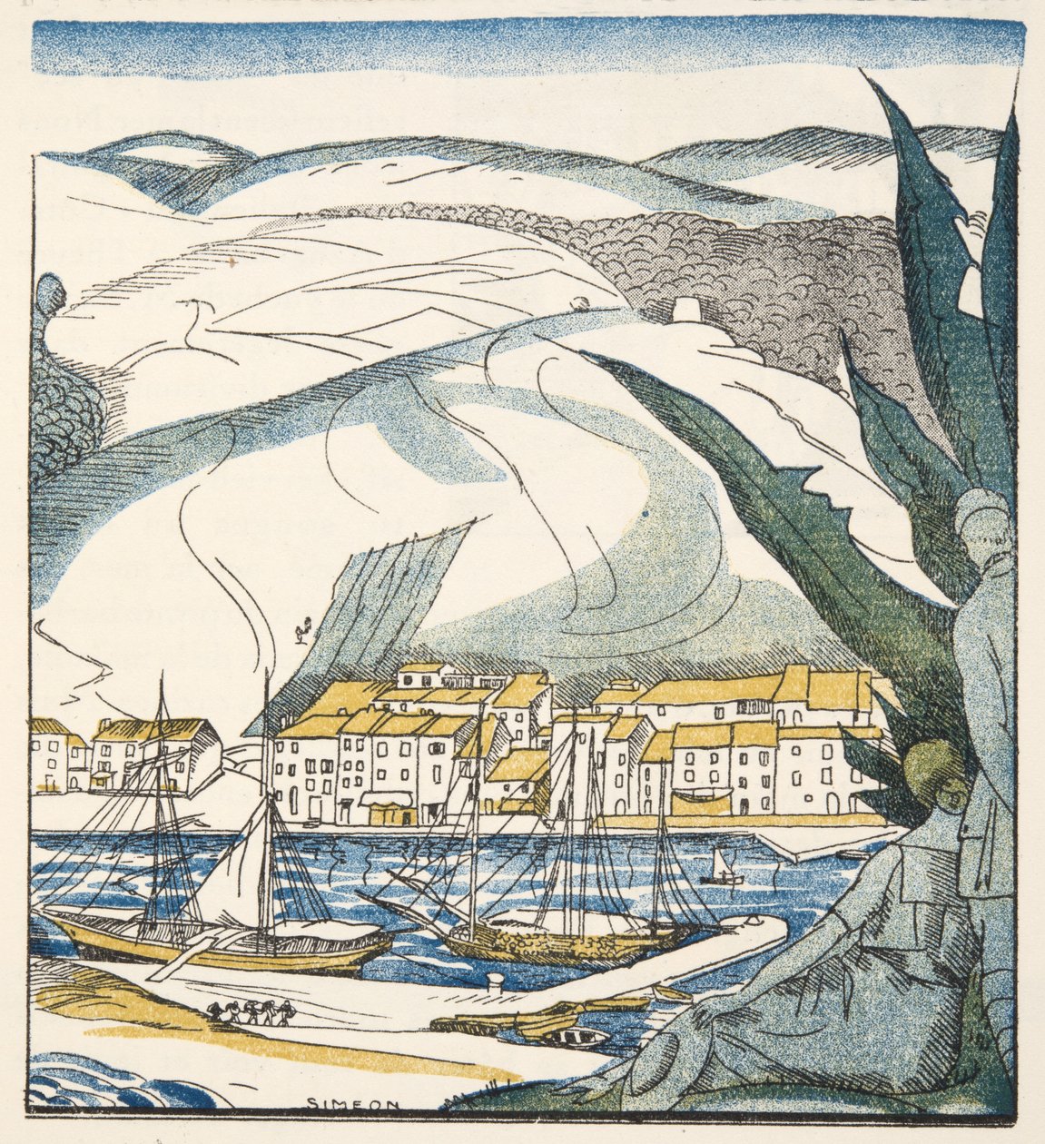 Antibes, da Gazette de Bon Ton, pub. 1920 (estêncil) de Fernand Siméon