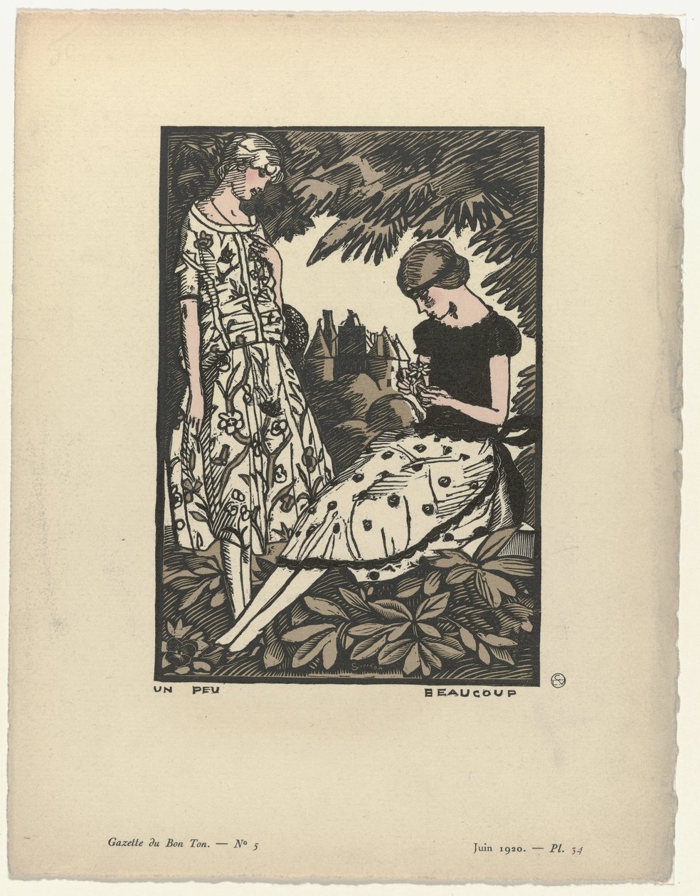 Gazette du Bon Ton, 1920 - No. 5, Pl. 34: Um pouco demais de Fernand Siméon