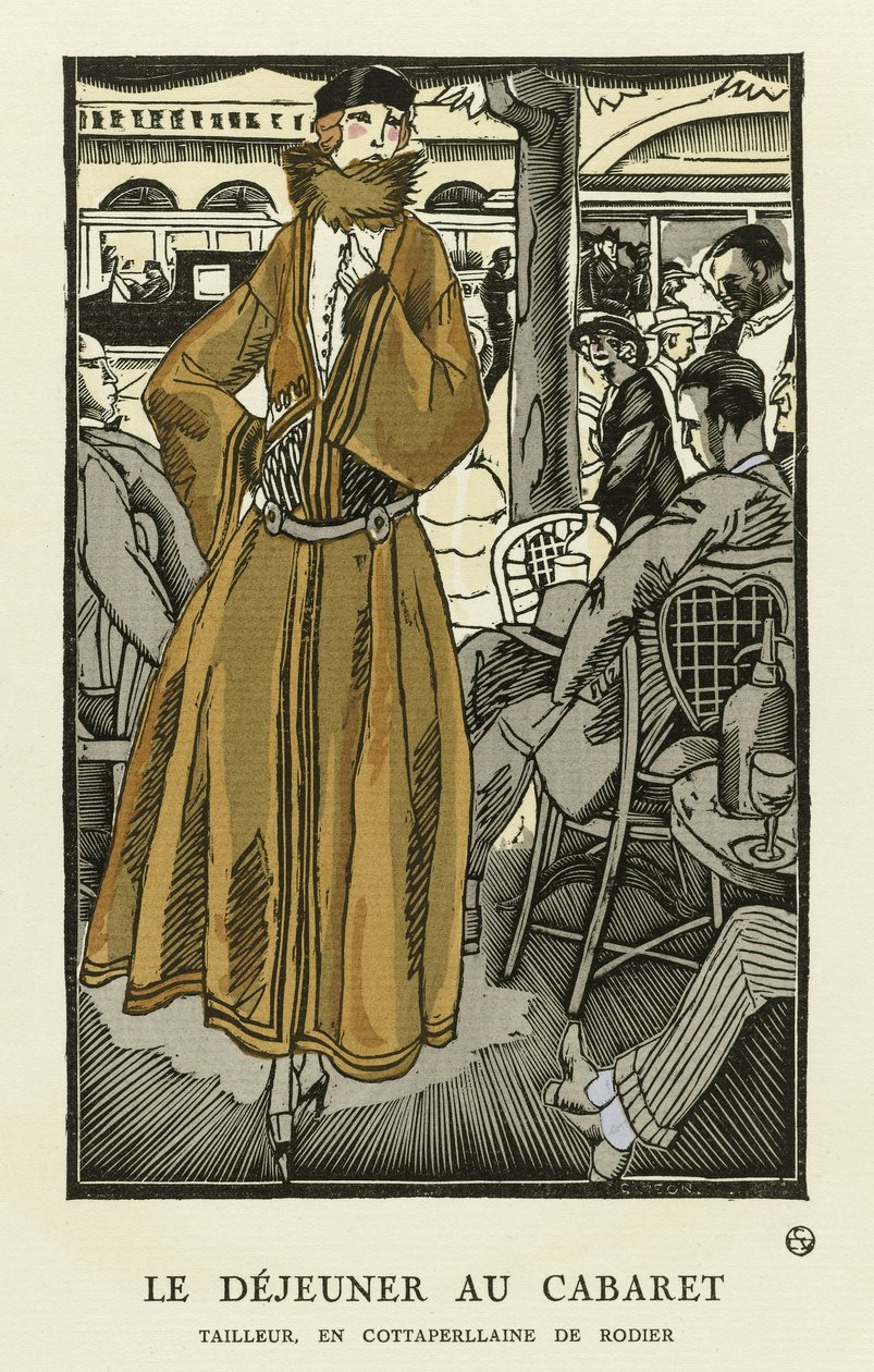 Almoço no Cabaret, pub. 1921 (estêncil) de Fernand Siméon