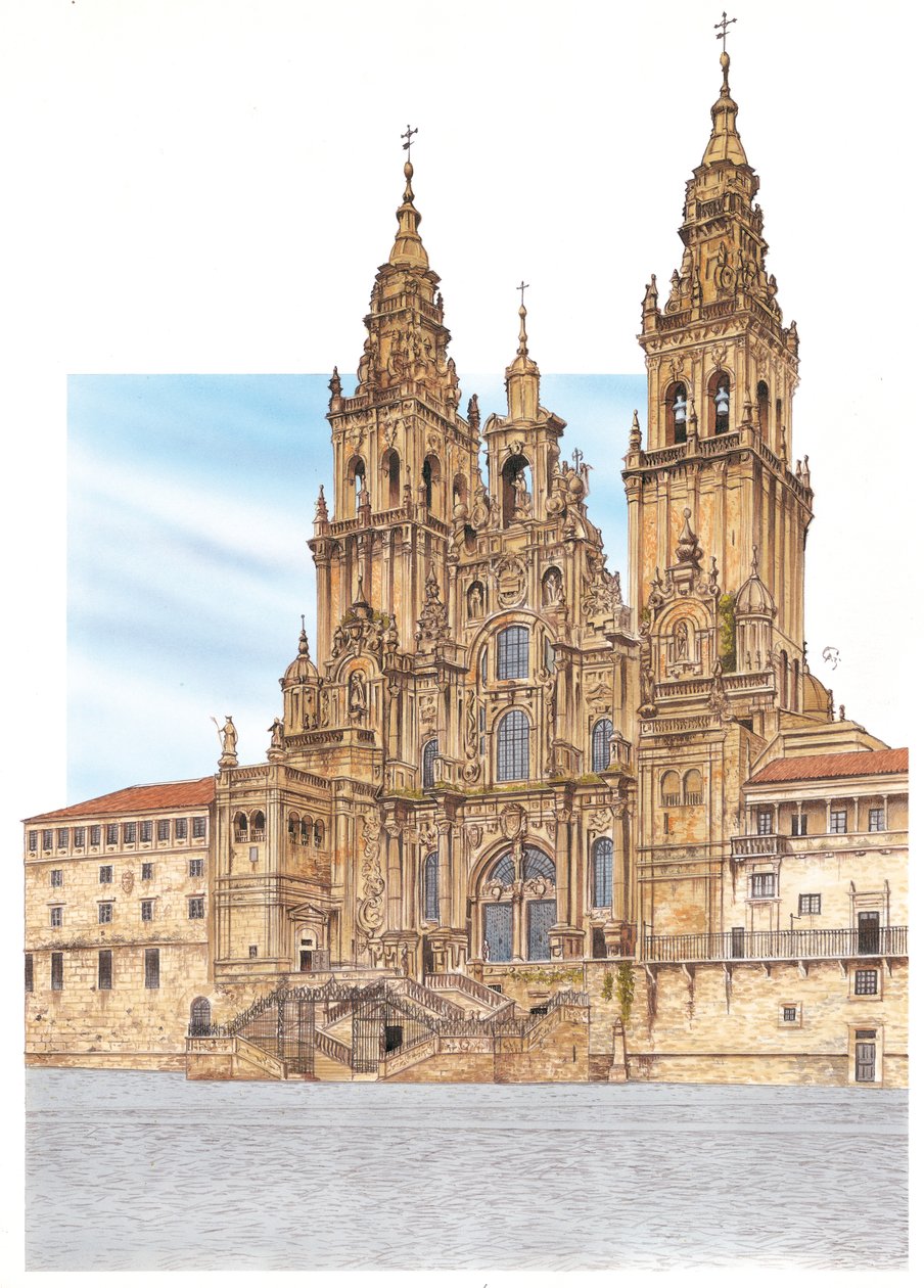 Santiago de Compostela. Fachada ocidental. Espanha de Fernando Aznar Cenamor
